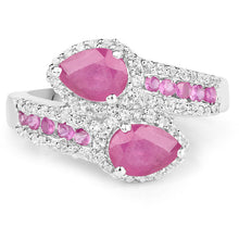 Load image into Gallery viewer, 2.43 Carat Glass Filled Ruby and White Topaz Sterling Silver Ring