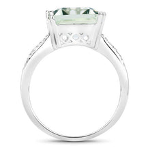 Load image into Gallery viewer, 10.64 Carat Genuine Green Amethyst and White Topaz .925 Sterling Silver Ring