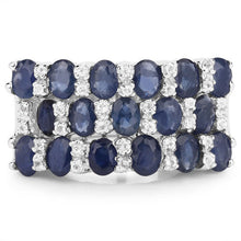Load image into Gallery viewer, 3.66 Carat Genuine Blue Sapphire and White Topaz .925 Sterling Silver Ring