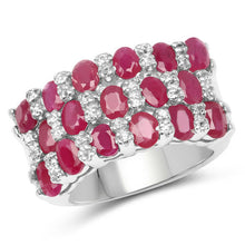 Load image into Gallery viewer, 3.69 Carat Genuine Ruby and White Topaz .925 Sterling Silver Ring