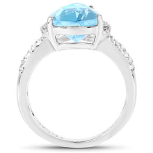 Load image into Gallery viewer, 5.50 Carat Genuine Swiss Blue Topaz and White Topaz .925 Sterling Silver Ring