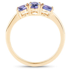 Load image into Gallery viewer, 18K Yellow Gold Plated 0.90 Carat Genuine Tanzanite .925 Sterling Silver Ring
