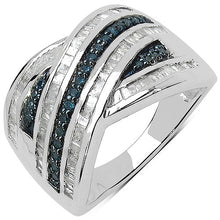 Load image into Gallery viewer, 1.02 Carat Genuine Blue Diamond & White Diamond .925 Sterling Silver Ring