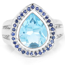 Load image into Gallery viewer, 5.42 Carat Genuine Blue Topaz and Blue Sapphire .925 Sterling Silver Ring