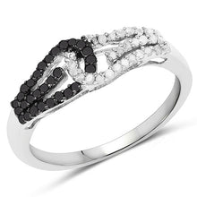 Load image into Gallery viewer, 0.33 Carat Genuine White Diamond and Black Diamond .925 Sterling Silver Ring