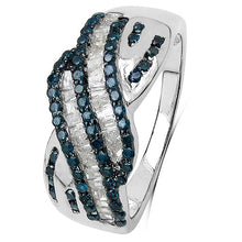 Load image into Gallery viewer, 0.88 Carat Genuine Blue Diamond & White Diamond .925 Sterling Silver Ring