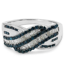 Load image into Gallery viewer, 0.88 Carat Genuine Blue Diamond & White Diamond .925 Sterling Silver Ring