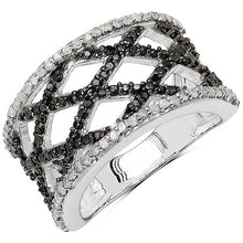 Load image into Gallery viewer, 0.92 Carat Genuine Black Diamond & White Diamond .925 Sterling Silver Ring