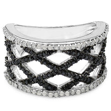 Load image into Gallery viewer, 0.92 Carat Genuine Black Diamond & White Diamond .925 Sterling Silver Ring