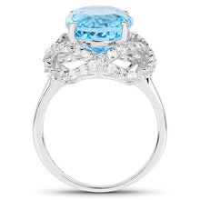 Load image into Gallery viewer, 7.32 Carat Genuine Swiss Blue Topaz & White Topaz .925 Sterling Silver Ring