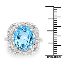 Load image into Gallery viewer, 7.32 Carat Genuine Swiss Blue Topaz & White Topaz .925 Sterling Silver Ring