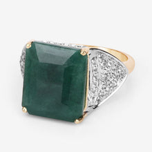 Load image into Gallery viewer, 8.70 Carat Dyed Emerald and White Topaz .925 Sterling Silver Ring