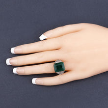 Load image into Gallery viewer, 8.70 Carat Dyed Emerald and White Topaz .925 Sterling Silver Ring