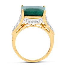 Load image into Gallery viewer, 8.70 Carat Dyed Emerald and White Topaz .925 Sterling Silver Ring