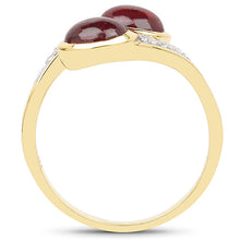 Load image into Gallery viewer, 14K Yellow Gold Plated 2.38 Carat Glass Filled Ruby and White Topaz .925 Sterling Silver Ring
