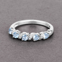 Load image into Gallery viewer, 0.54 Carat Genuine Aquamarine and White Topaz .925 Sterling Silver Ring