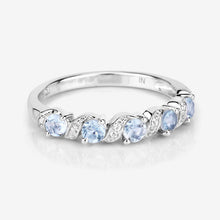 Load image into Gallery viewer, 0.54 Carat Genuine Aquamarine and White Topaz .925 Sterling Silver Ring