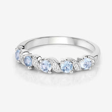 Load image into Gallery viewer, 0.54 Carat Genuine Aquamarine and White Topaz .925 Sterling Silver Ring