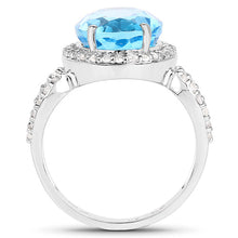 Load image into Gallery viewer, 6.03 Carat Genuine Swiss Blue Topaz & White Topaz .925 Sterling Silver Ring