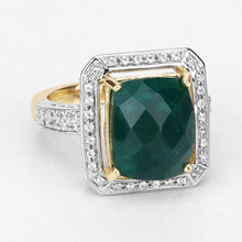 Load image into Gallery viewer, 5.18 Carat Dyed Emerald and White Topaz .925 Sterling Silver Ring