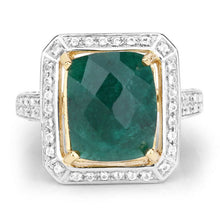 Load image into Gallery viewer, 5.18 Carat Dyed Emerald and White Topaz .925 Sterling Silver Ring