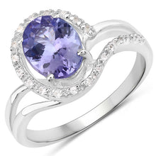 Load image into Gallery viewer, 1.82 Carat Genuine Tanzanite and White Zircon .925 Sterling Silver Ring