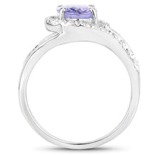 Load image into Gallery viewer, 1.82 Carat Genuine Tanzanite and White Zircon .925 Sterling Silver Ring