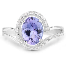 Load image into Gallery viewer, 1.82 Carat Genuine Tanzanite and White Zircon .925 Sterling Silver Ring
