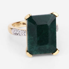 Load image into Gallery viewer, 7.64 Carat Dyed Emerald and White Diamond .925 Sterling Silver Ring