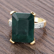 Load image into Gallery viewer, 7.64 Carat Dyed Emerald and White Diamond .925 Sterling Silver Ring