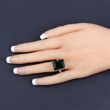 Load image into Gallery viewer, 7.64 Carat Dyed Emerald and White Diamond .925 Sterling Silver Ring