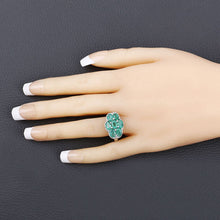 Load image into Gallery viewer, 3.33 Carat Genuine Zambian Emerald and White Zircon .925 Sterling Silver Ring