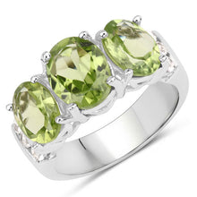 Load image into Gallery viewer, 4.14 Carat Genuine Peridot and White Topaz .925 Sterling Silver Ring