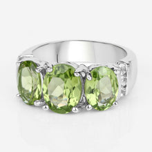 Load image into Gallery viewer, 4.14 Carat Genuine Peridot and White Topaz .925 Sterling Silver Ring