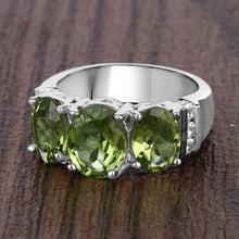 Load image into Gallery viewer, 4.14 Carat Genuine Peridot and White Topaz .925 Sterling Silver Ring