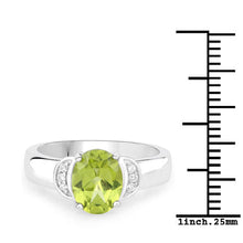 Load image into Gallery viewer, 1.76 Carat Genuine Peridot and White Zircon .925 Sterling Silver Ring