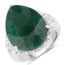 Load image into Gallery viewer, 13.05 Carat Dyed Emerald and White Topaz .925 Sterling Silver Ring