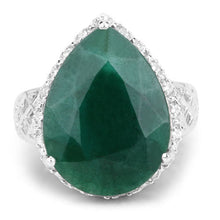 Load image into Gallery viewer, 13.05 Carat Dyed Emerald and White Topaz .925 Sterling Silver Ring