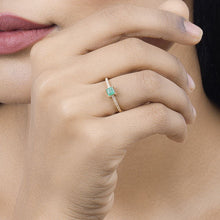 Load image into Gallery viewer, 0.59 Carat Genuine Zambian Emerald and White Diamond 14K Yellow Gold Ring