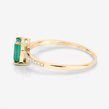 Load image into Gallery viewer, 0.59 Carat Genuine Zambian Emerald and White Diamond 14K Yellow Gold Ring