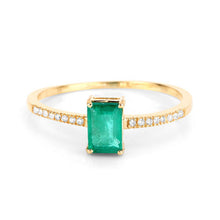 Load image into Gallery viewer, 0.59 Carat Genuine Zambian Emerald and White Diamond 14K Yellow Gold Ring