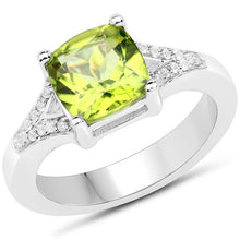 Load image into Gallery viewer, 2.27 Carat Genuine Peridot and White Zircon .925 Sterling Silver Ring