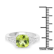 Load image into Gallery viewer, 2.27 Carat Genuine Peridot and White Zircon .925 Sterling Silver Ring