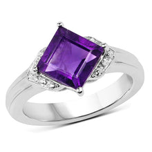 Load image into Gallery viewer, 2.55 Carat Genuine Amethyst and White Topaz .925 Sterling Silver Ring