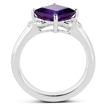 Load image into Gallery viewer, 2.55 Carat Genuine Amethyst and White Topaz .925 Sterling Silver Ring