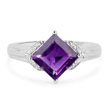 Load image into Gallery viewer, 2.55 Carat Genuine Amethyst and White Topaz .925 Sterling Silver Ring