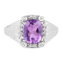 Load image into Gallery viewer, 2.13 Carat Genuine Amethyst and White Topaz .925 Sterling Silver Ring