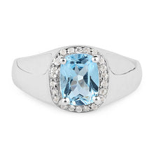 Load image into Gallery viewer, 1.62 Carat Genuine Blue Topaz and White Topaz .925 Sterling Silver Ring