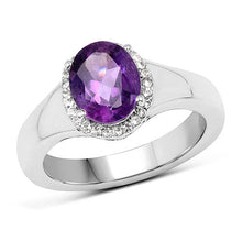 Load image into Gallery viewer, 1.73 Carat Genuine Amethyst and White Topaz .925 Sterling Silver Ring