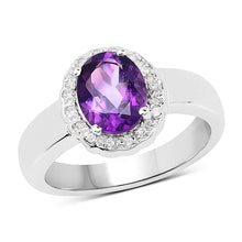 Load image into Gallery viewer, 1.68 Carat Genuine Amethyst and White Topaz .925 Sterling Silver Ring